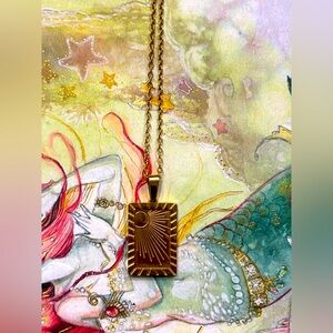 18K Gold Sunburst Pendant Necklace